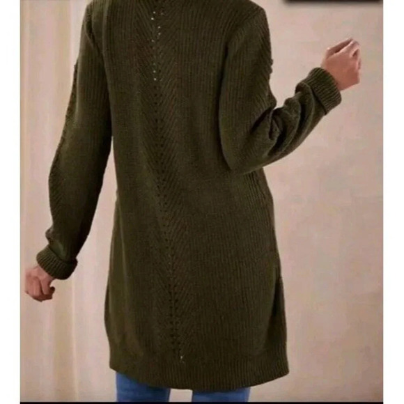 SOFT SURROUNDINGS M Green Embroidered Bead 3D Floral Cardigan Sweater Jacket - Picture 4 of 16